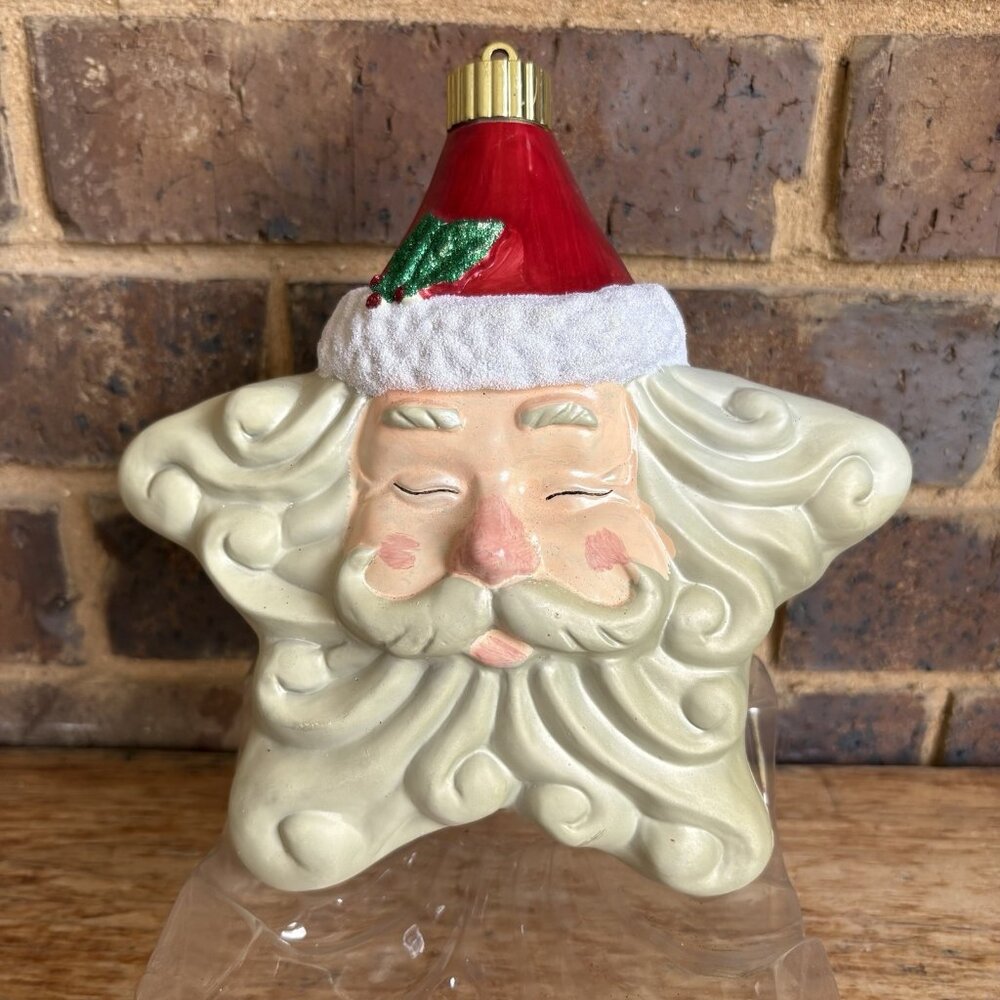 Jumbo Shatterproof Christmas Ornament Santa Claus Star 9”x8”